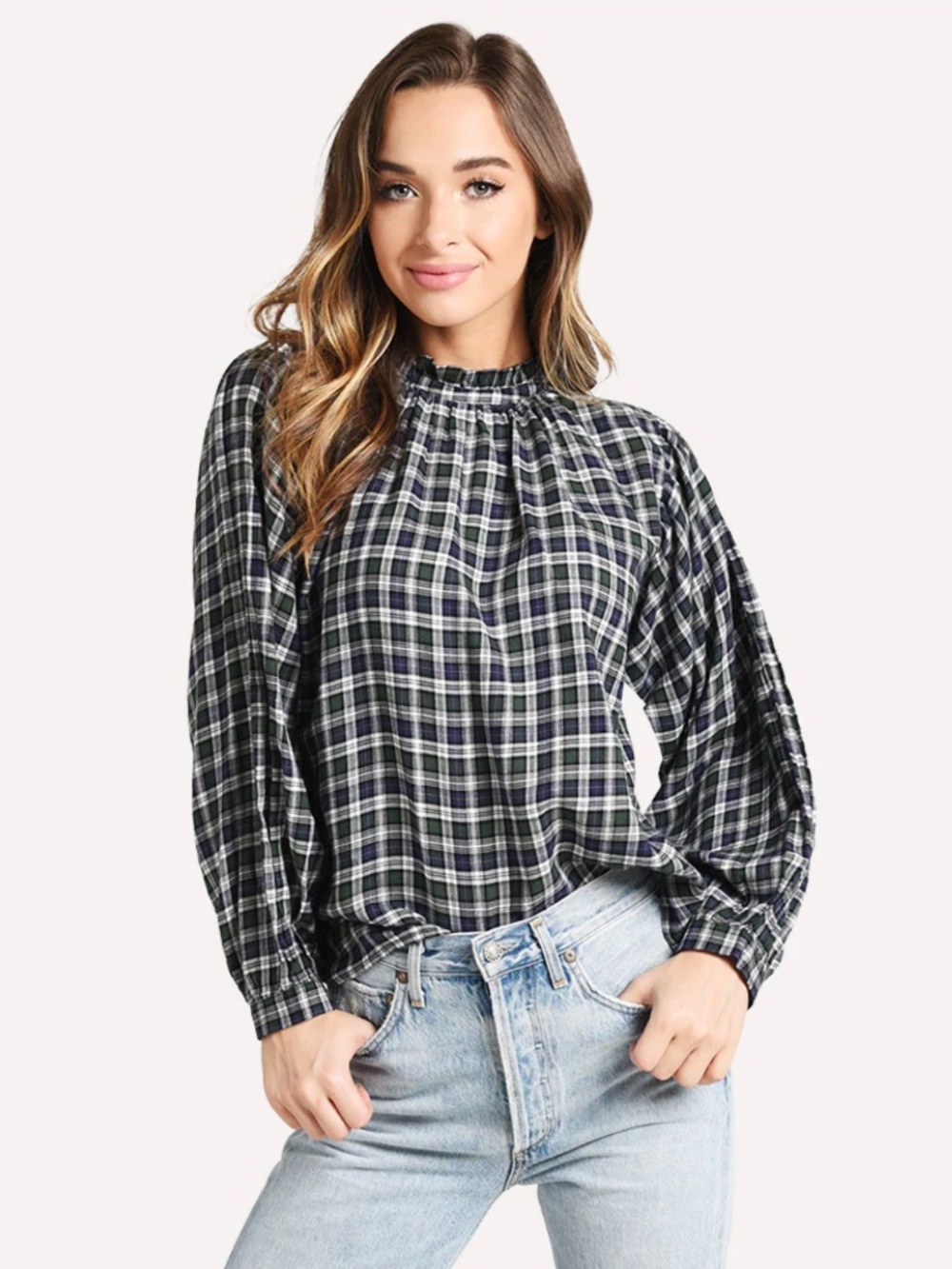Trovata Birds of Paradis - Talia Plaid Blouse Size Medium